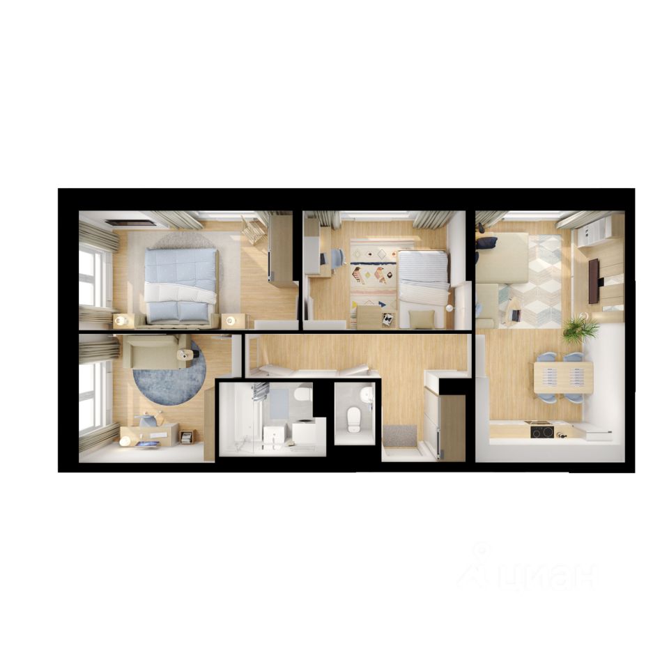 3-комн.кв., 67,9 м², 3/25 этаж