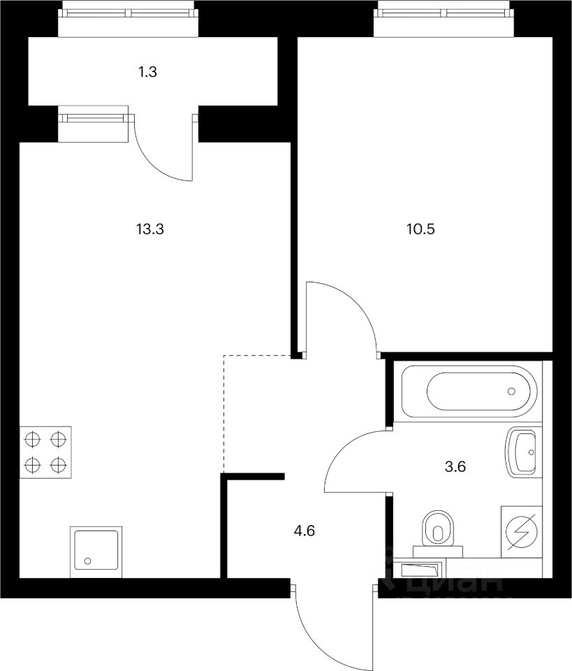 1-комн.кв., 31,7 м², 10/25 этаж