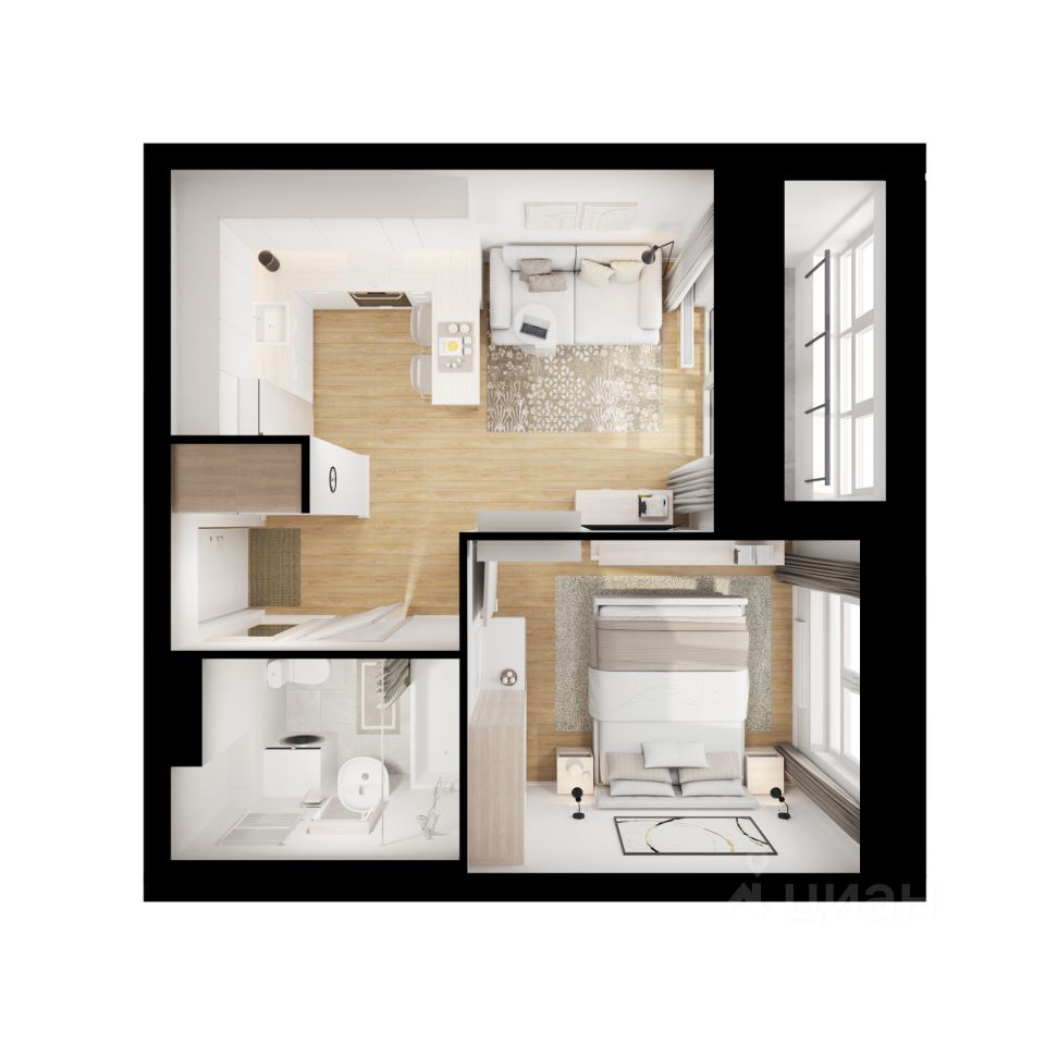 1-комн.кв., 33,3 м², 11/17 этаж