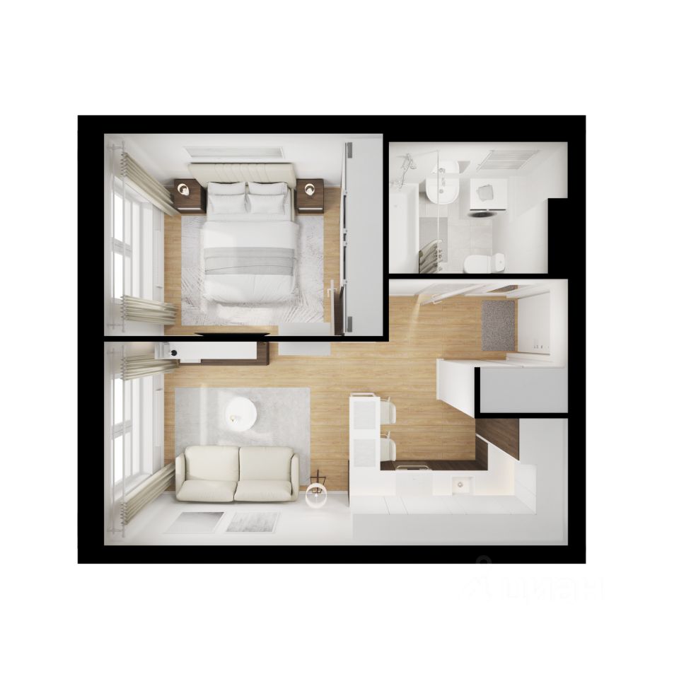 1-комн.кв., 32,1 м², 4/17 этаж