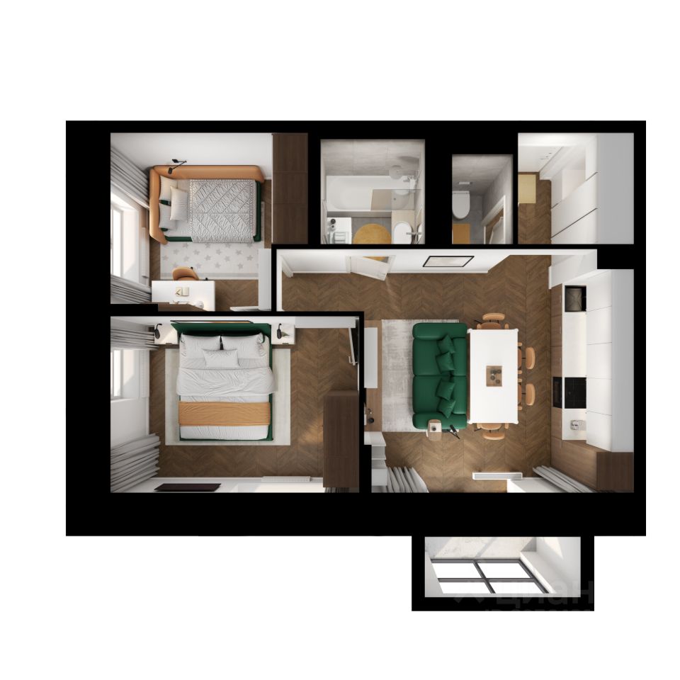 2-комн.кв., 51,2 м², 10/10 этаж