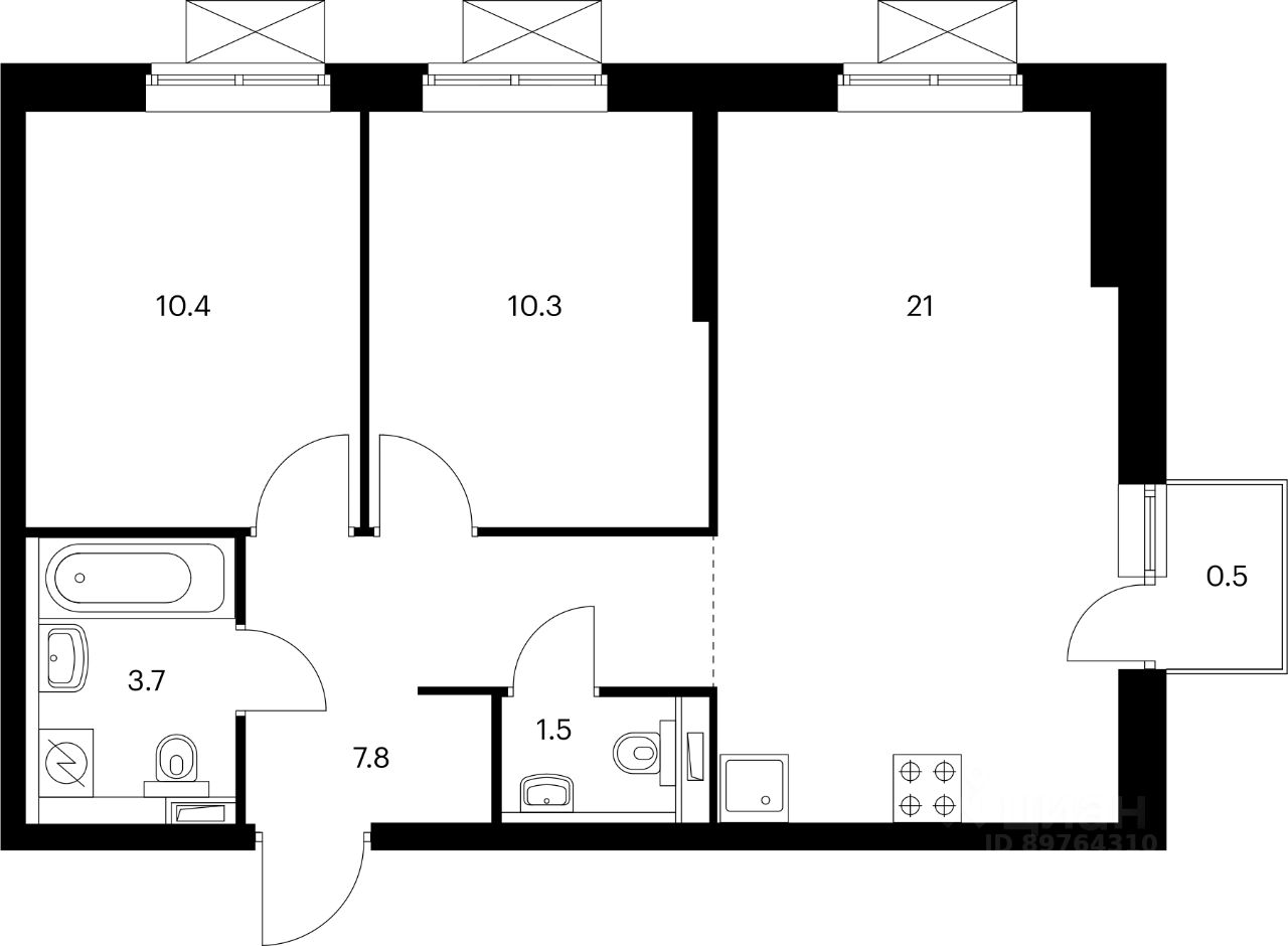 Студия, 20 м², 18/25 этаж