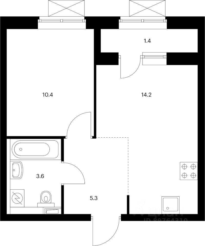 1-комн.кв., 31,5 м², 8/25 этаж