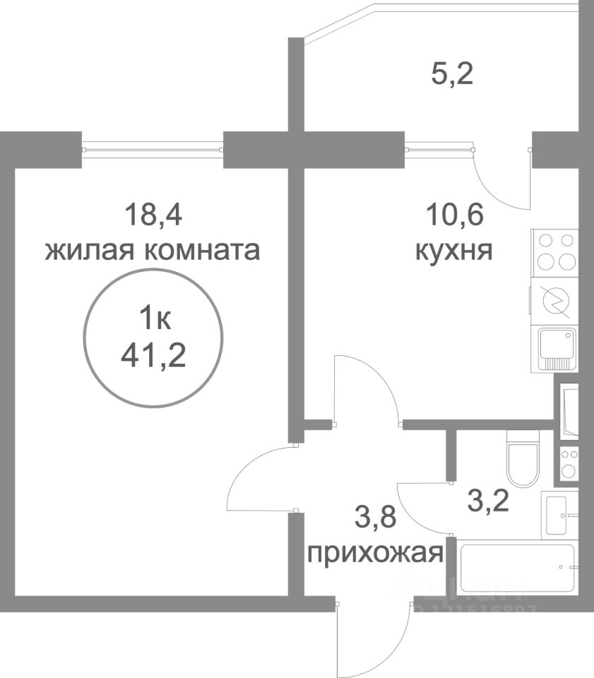 Планировка этой квартиры по данным Циан