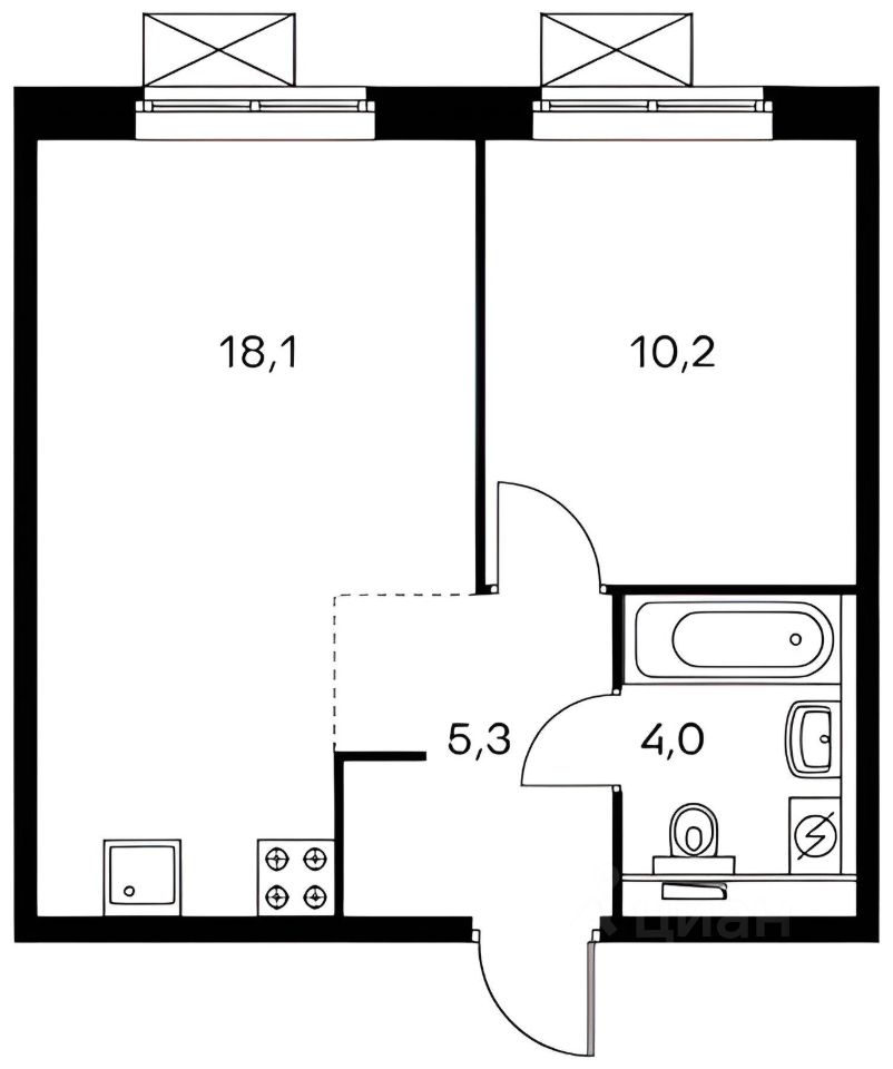 Планировка этой квартиры по данным Циан