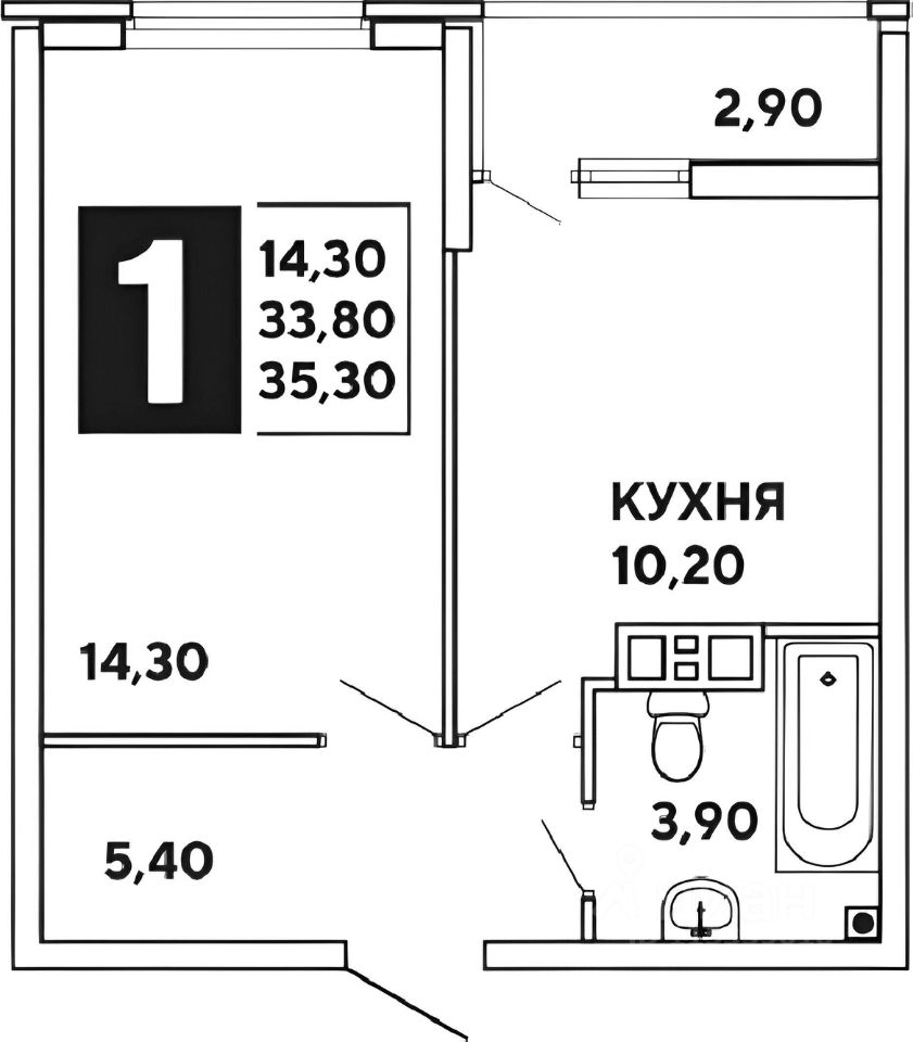 Планировка этой квартиры по данным Циан