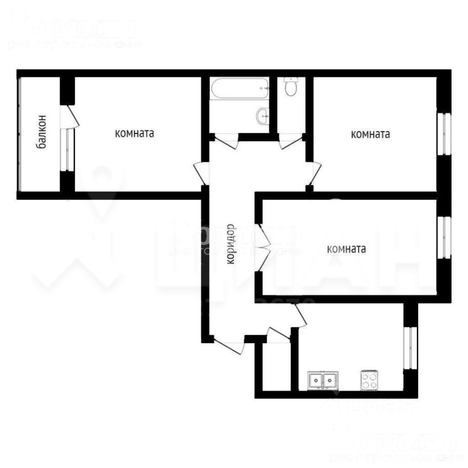 Планировка этой квартиры по данным Циан