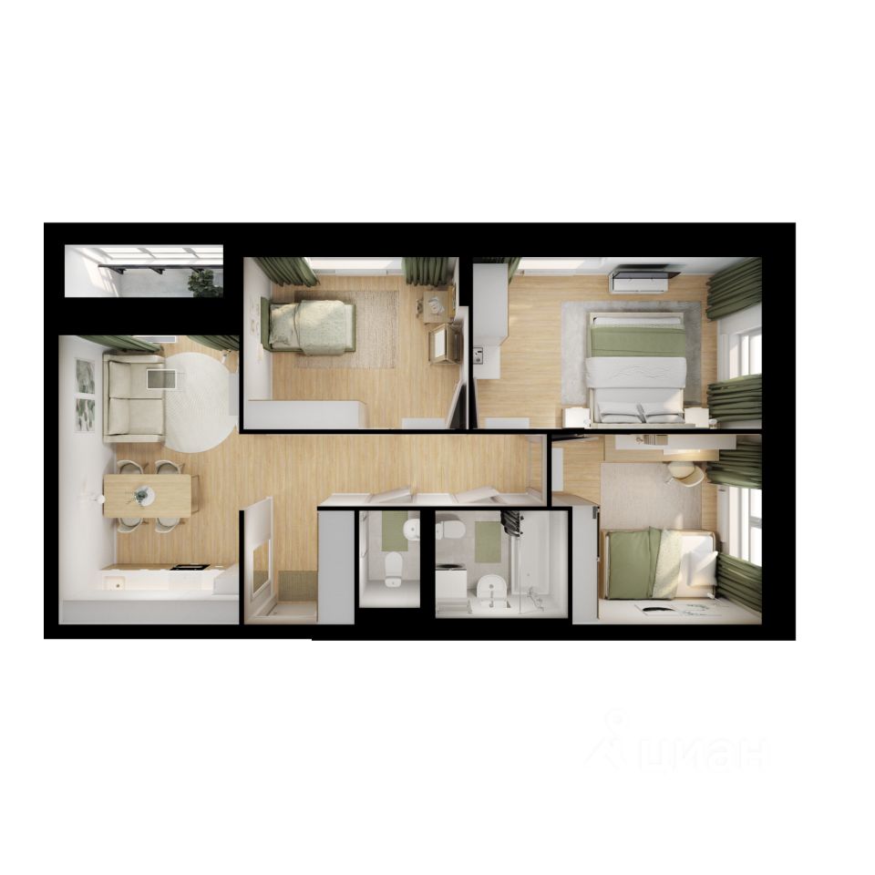 3-комн.кв., 66 м², 3/17 этаж