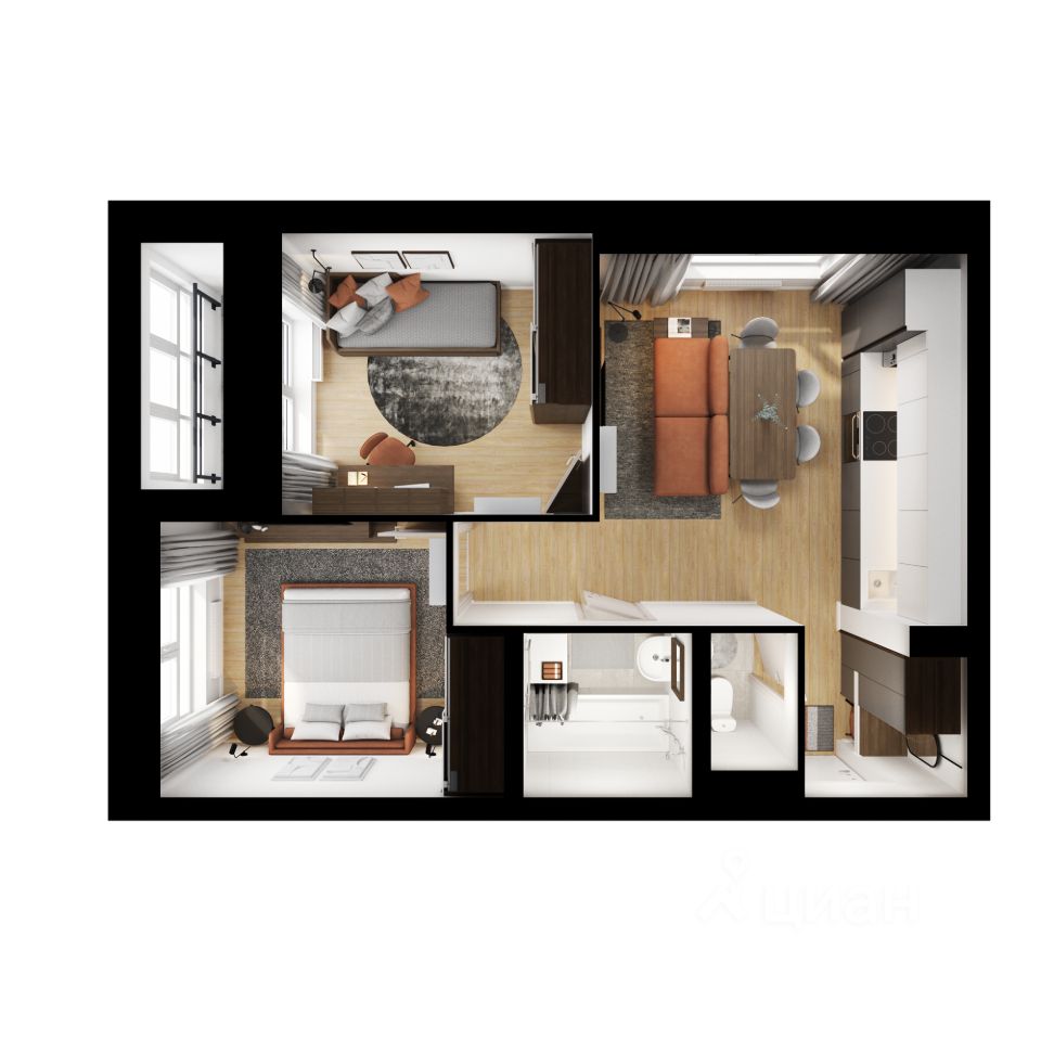 2-комн.кв., 45,8 м², 2/17 этаж