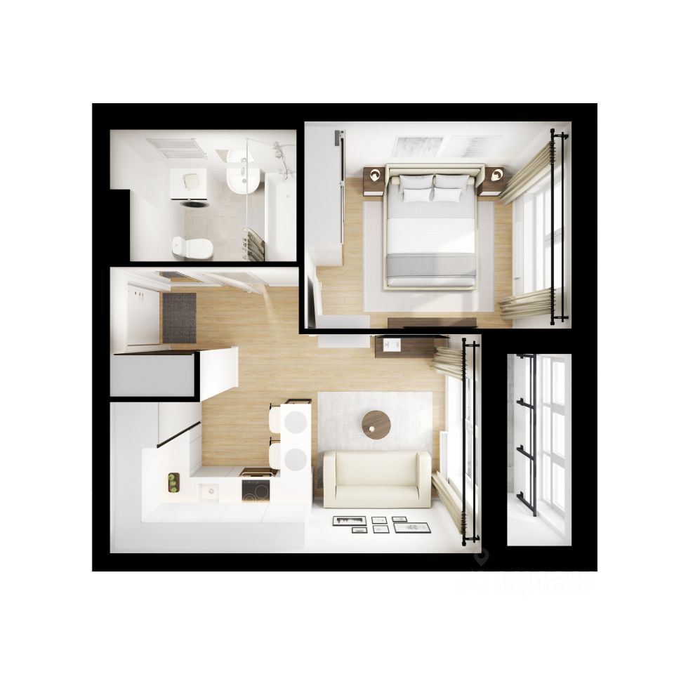 1-комн.кв., 31,6 м², 2/17 этаж