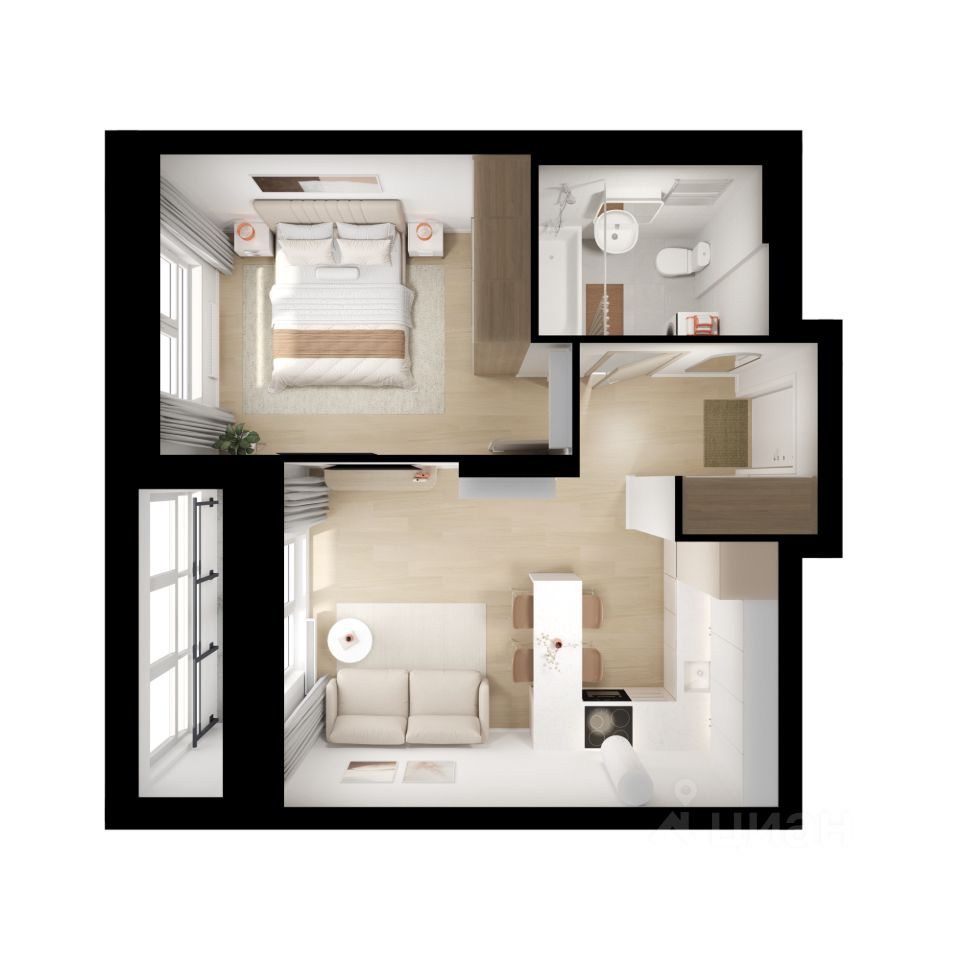 1-комн.кв., 40,1 м², 16/17 этаж