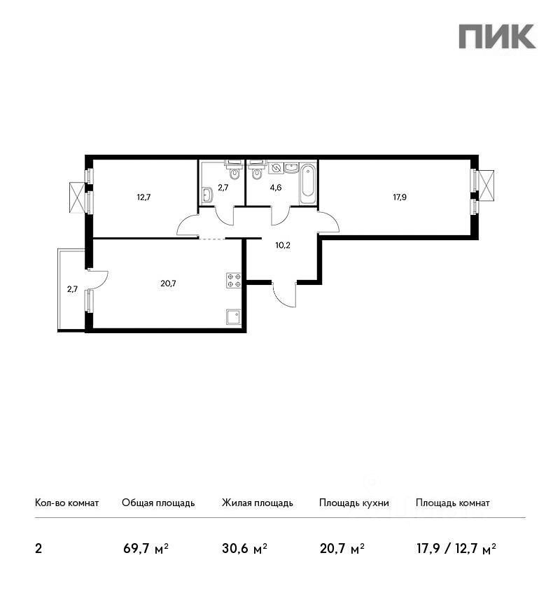Планировка этой квартиры по данным Циан