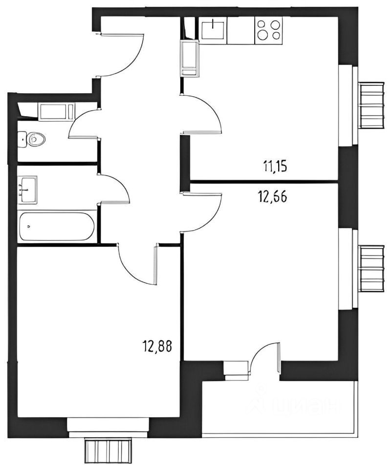 Планировка этой квартиры по данным Циан