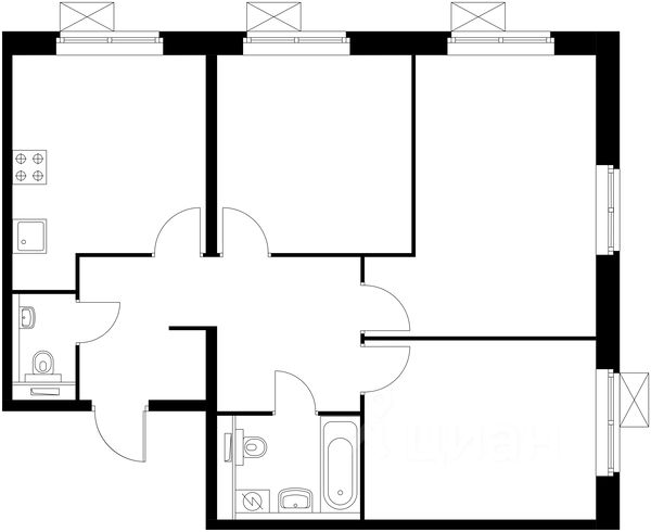 Планировка этой квартиры по данным Циан