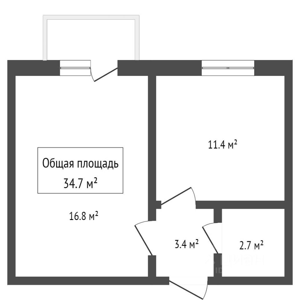 Планировка этой квартиры по данным Циан