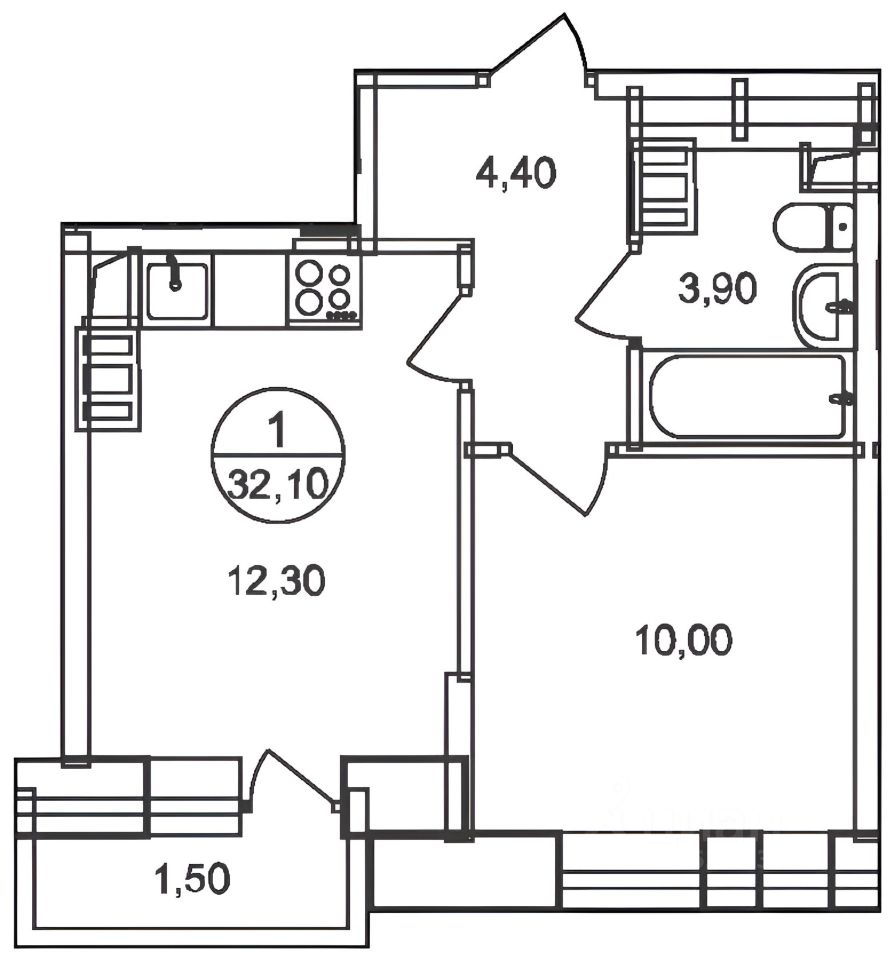 Планировка этой квартиры по данным Циан