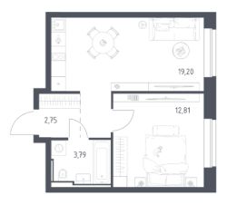 1-комн.кв., 39 м², этаж 8