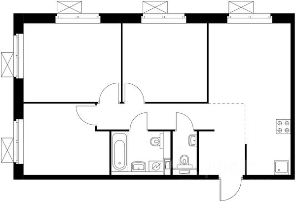 Планировка этой квартиры по данным Циан