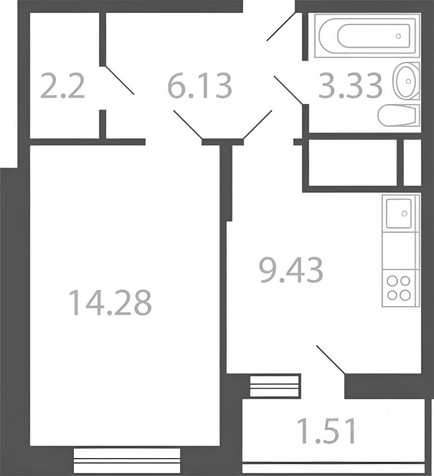 Планировка этой квартиры по данным Циан