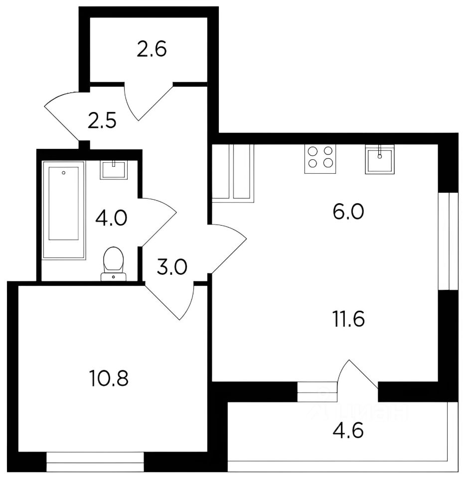 Планировка этой квартиры по данным Циан
