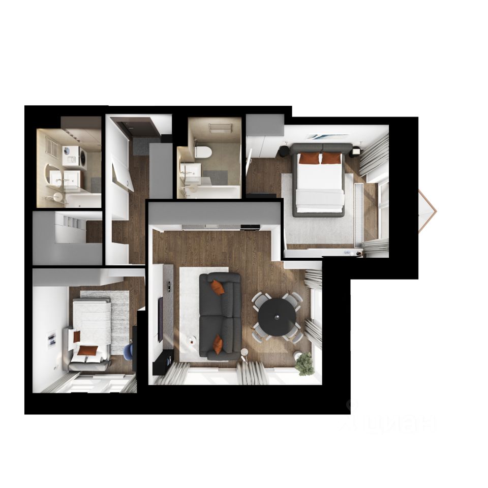 2-комн.кв., 61,6 м², 4/30 этаж