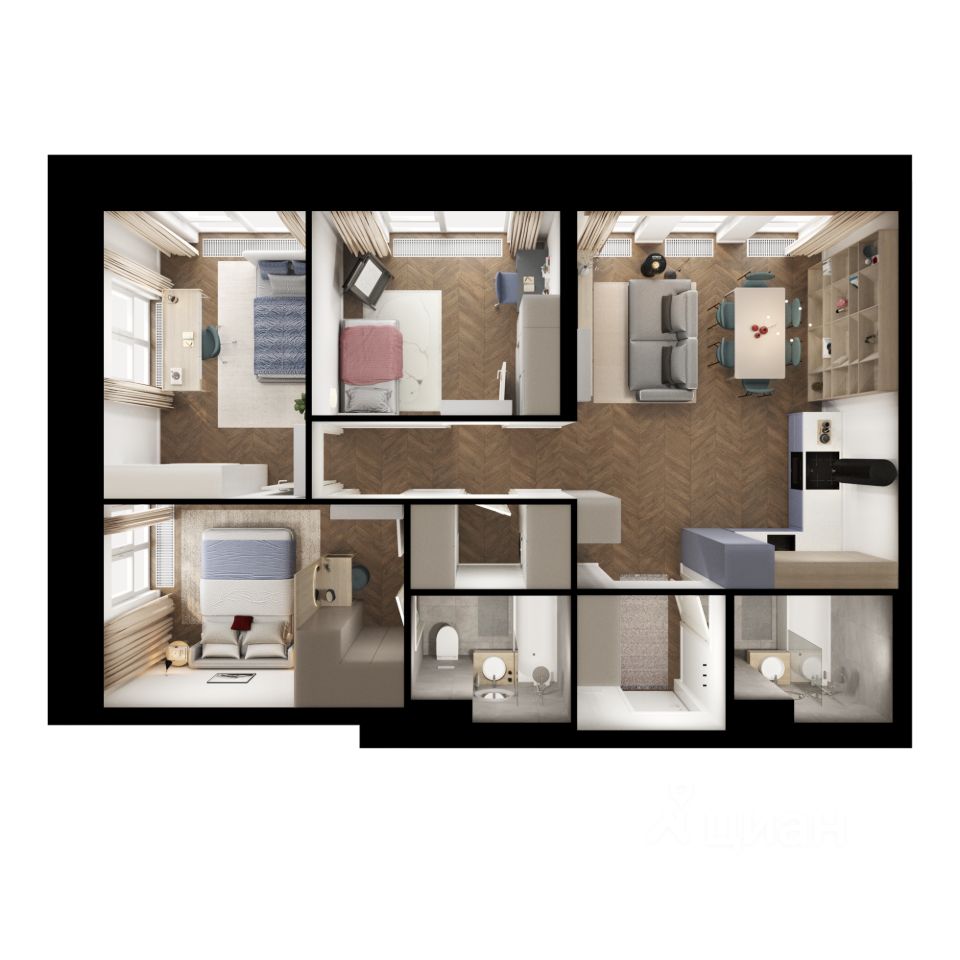 3-комн.кв., 73,6 м², 2/30 этаж