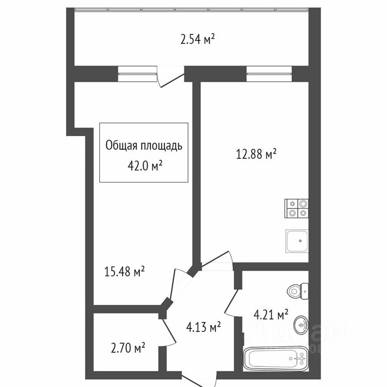 Планировка этой квартиры по данным Циан