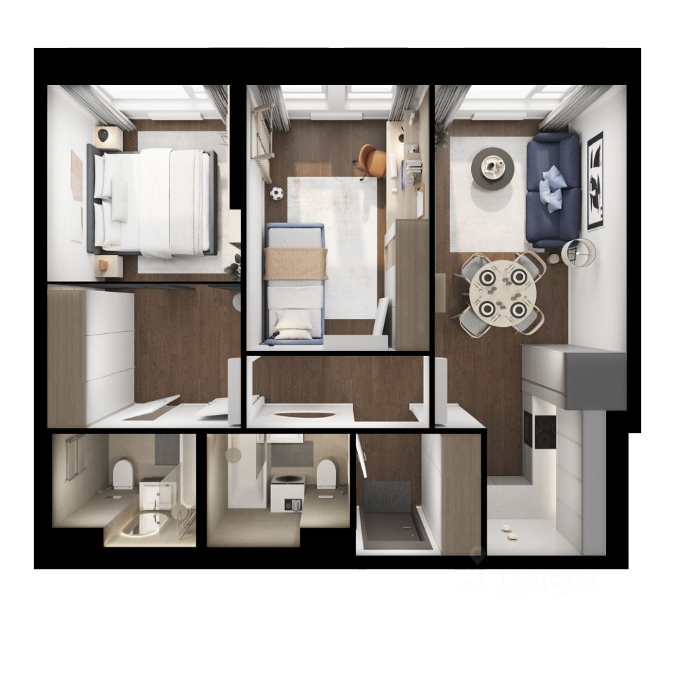 2-комн.кв., 59,7 м², 14/30 этаж