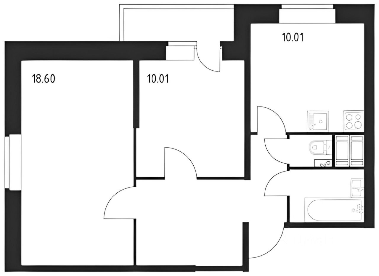 Планировка этой квартиры по данным Циан