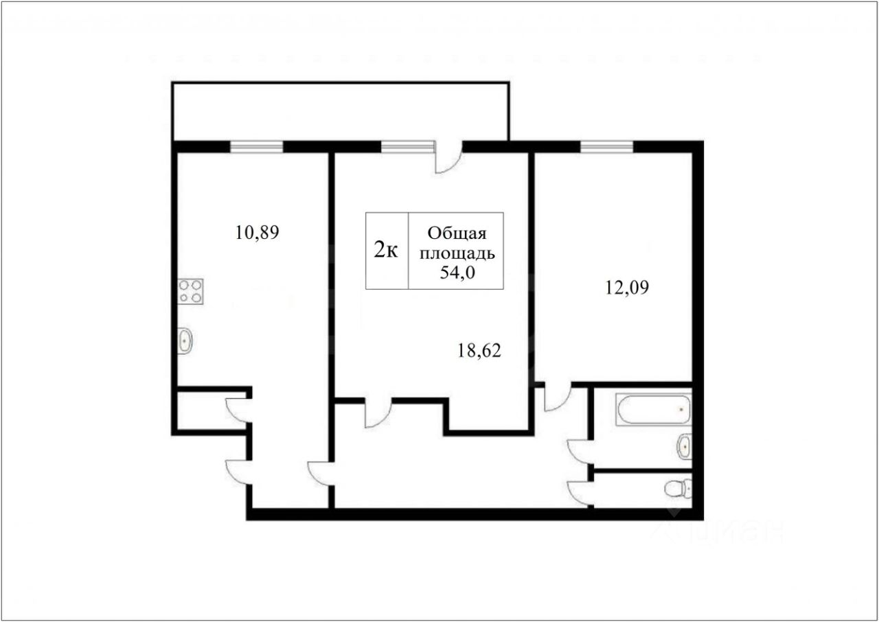 Планировка этой квартиры по данным Циан