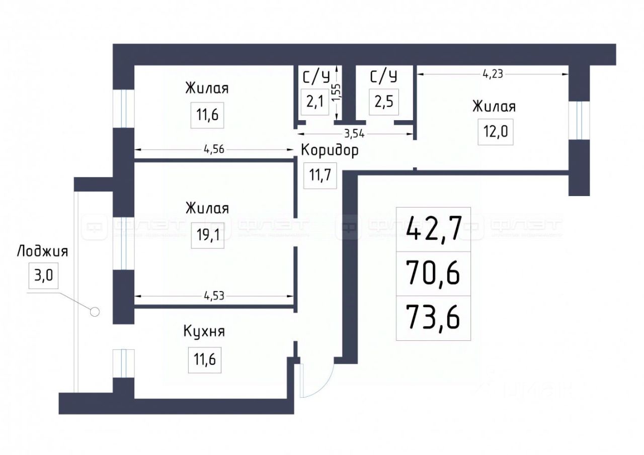 3-комн. кв., р-н Приволжский