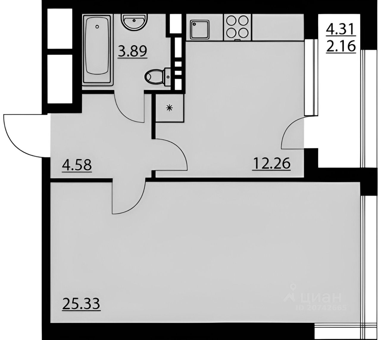 Планировка этой квартиры по данным Циан