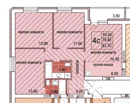 3-комн. кв., р-н Октябрьский, Новосибирск