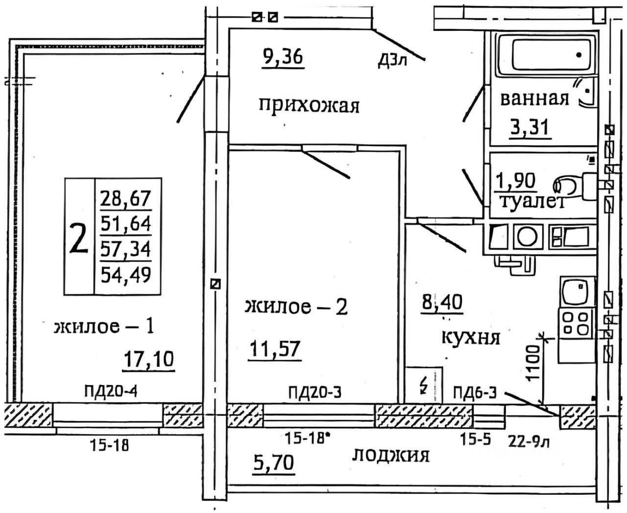 Планировка этой квартиры по данным Циан