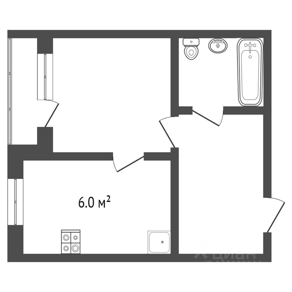 Планировка этой квартиры по данным Циан