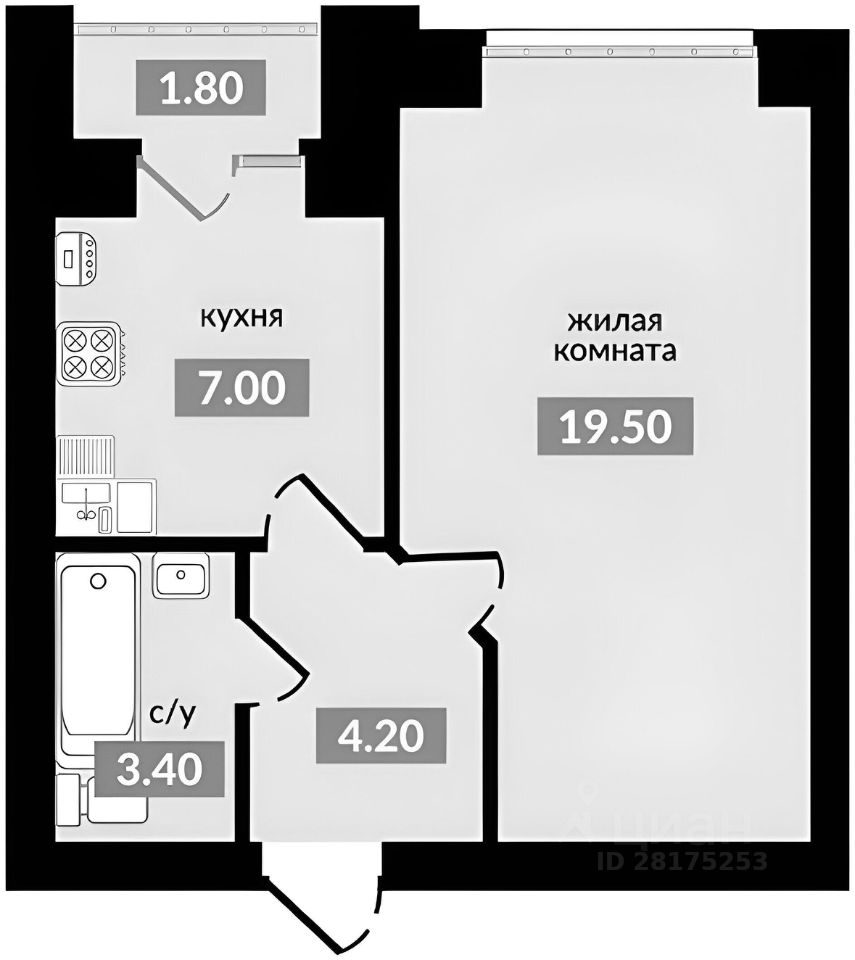 Планировка этой квартиры по данным Циан