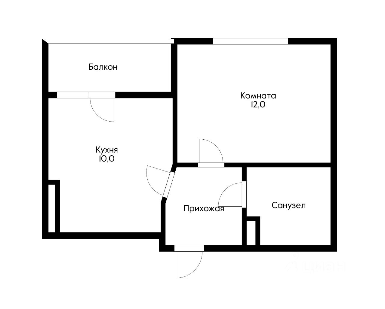 Планировка этой квартиры по данным Циан
