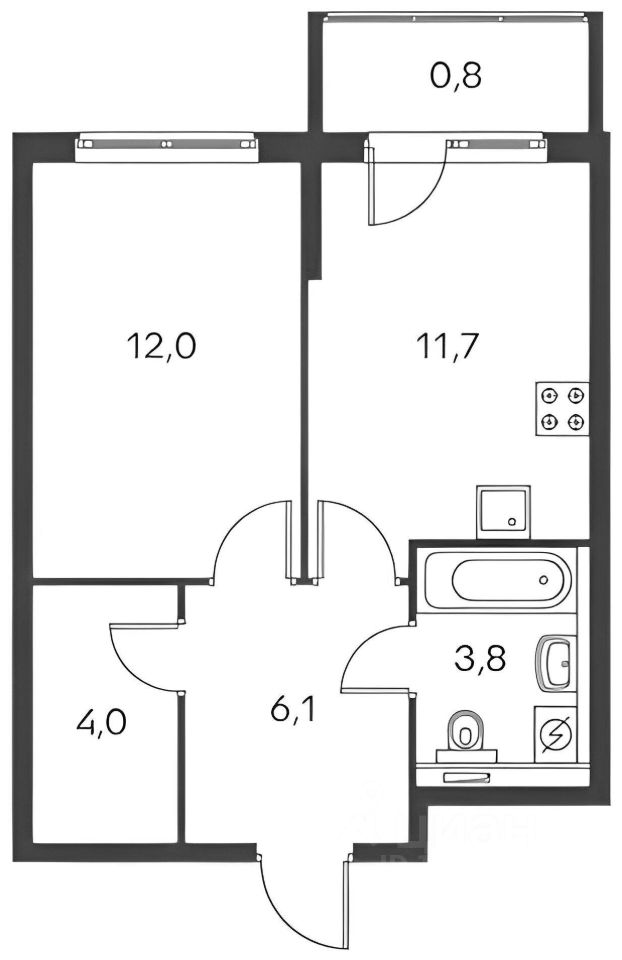 Планировка этой квартиры по данным Циан