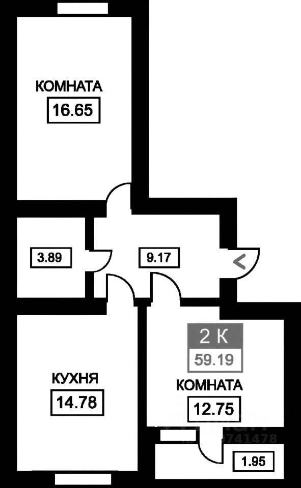 Планировка этой квартиры по данным Циан