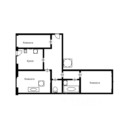 Планировка этой квартиры по данным Циан