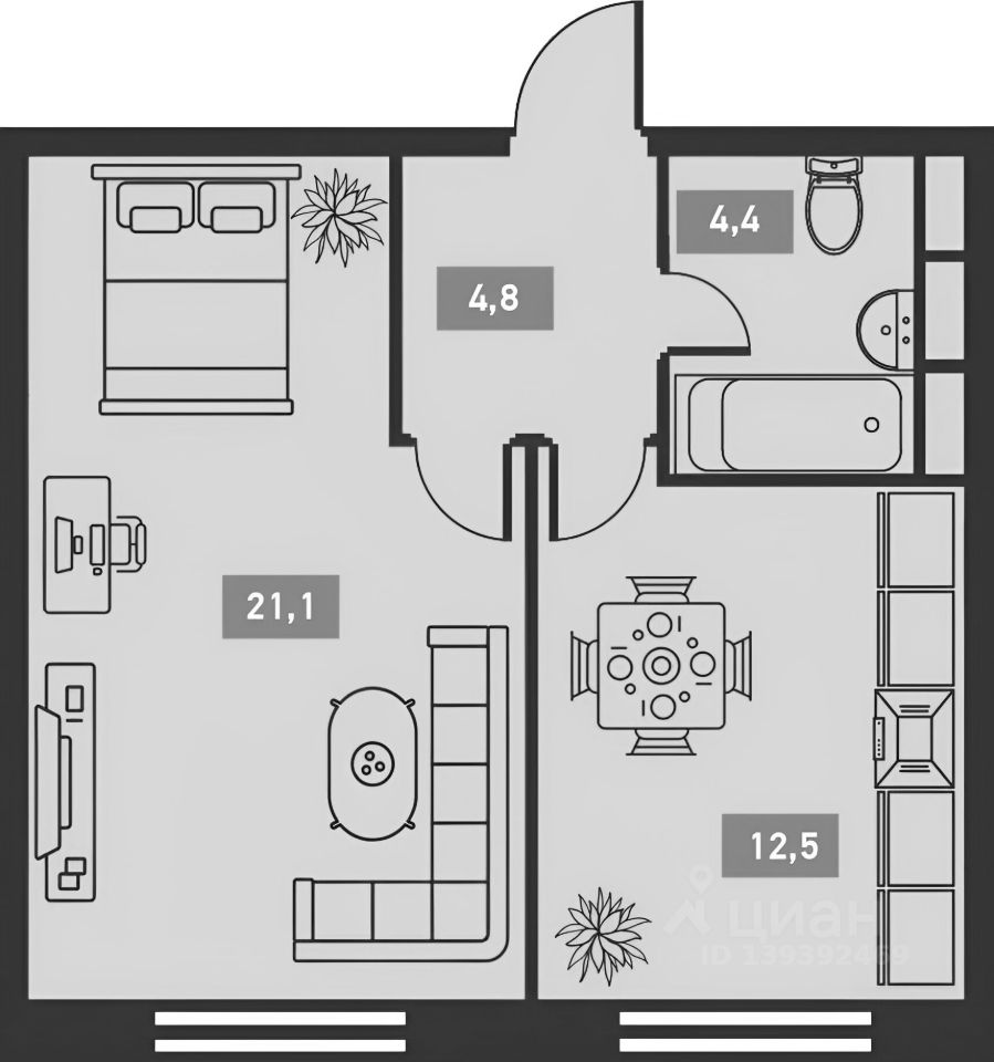 Планировка этой квартиры по данным Циан