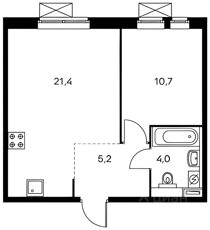 Планировка этой квартиры по данным Циан