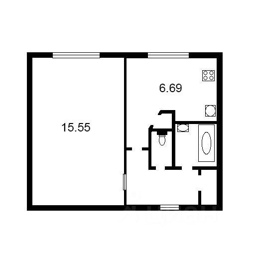 Планировка этой квартиры по данным Циан