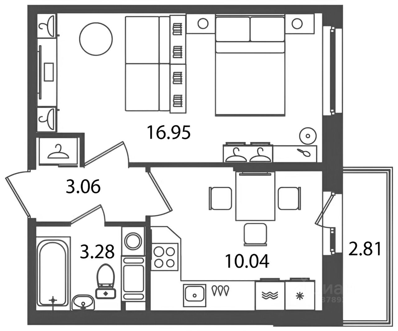Планировка этой квартиры по данным Циан