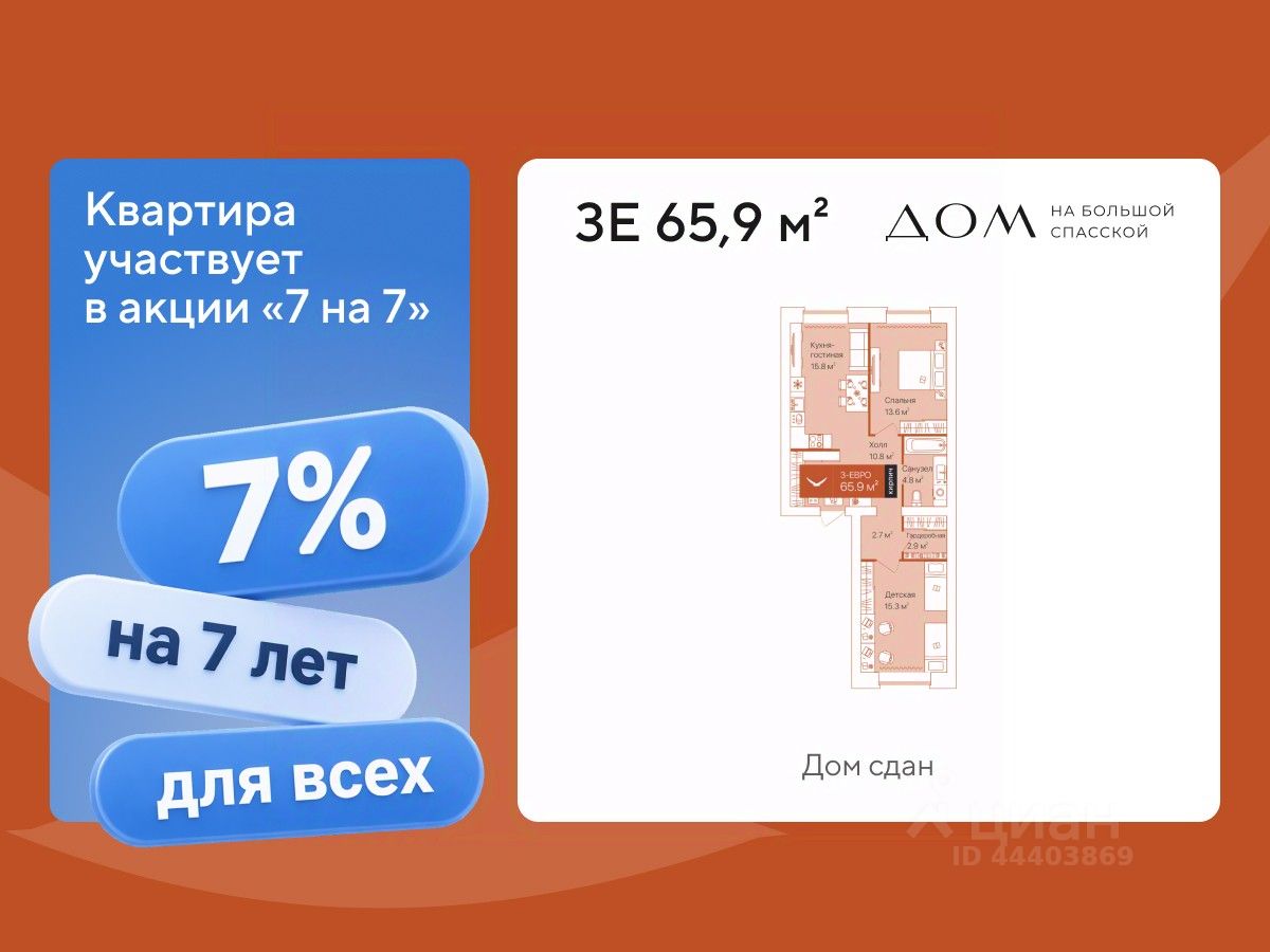 2-комн.кв., 65,9 м², 10/16 этаж