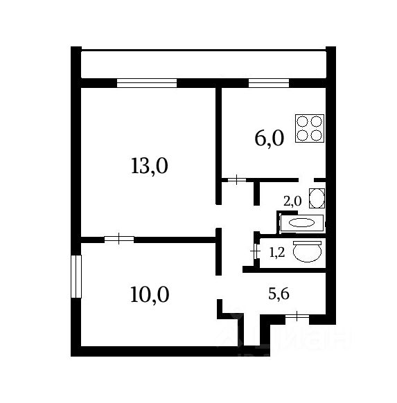 Планировка этой квартиры по данным Циан