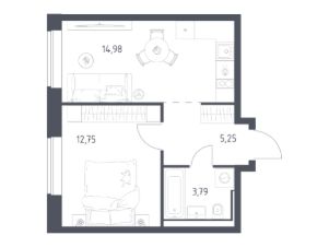 1-комн.кв., 37 м², этаж 4