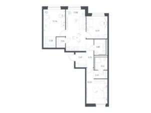 3-комн.кв., 76 м², этаж 8