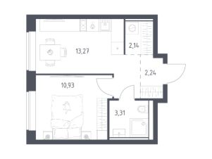 1-комн.кв., 32 м², этаж 2