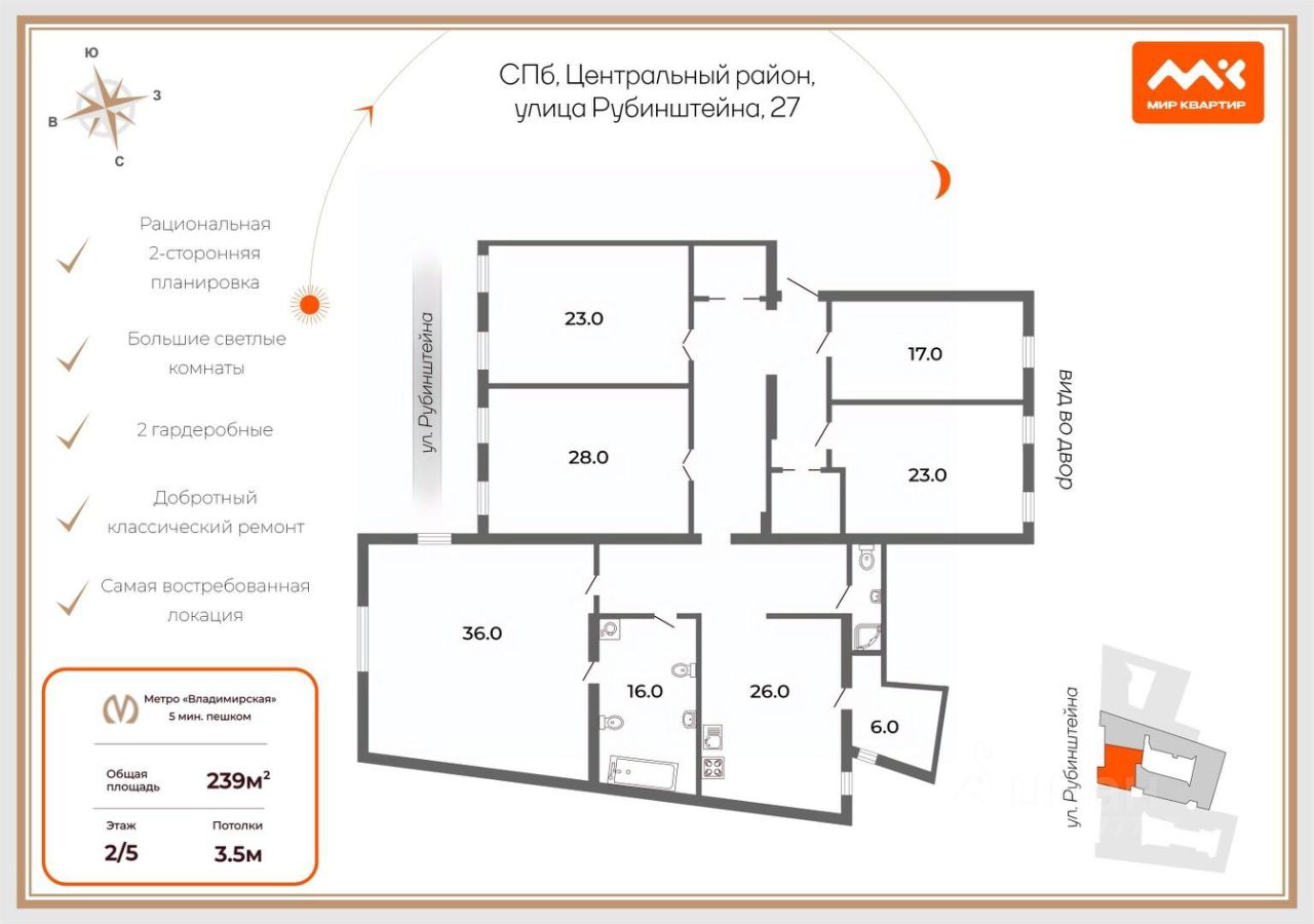 Студия кв., р-н Центральный, Санкт-Петербург